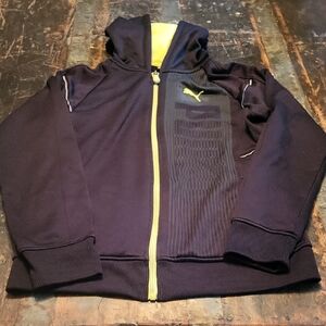 Puma Kids Black Hoodie with Yellow Highlights